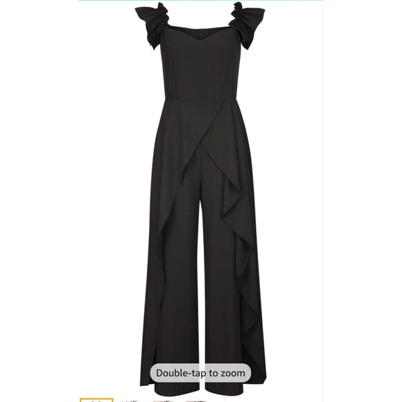 Cute black Womens Cupro Layered Jumpsuit sz S 4/6 pageant prom formal suit - Picture 1 of 7